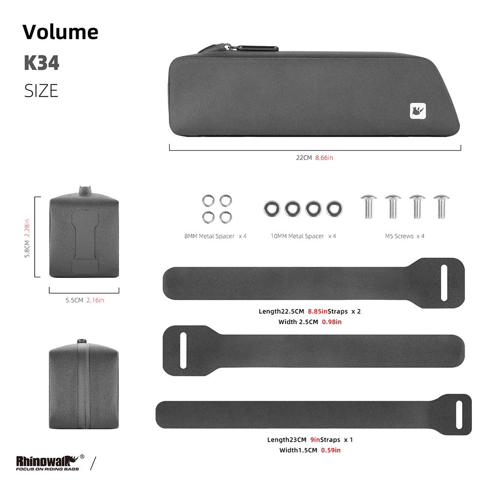 Rhinowalk bolsa para tubo superior de bicicleta, bolsa frontal tpu para ciclismo com parafusos ou alças, à prova d'água, à prova de vento, cascalho, bolsa para quadro superior de bicicleta de estrada, nova - Image 1