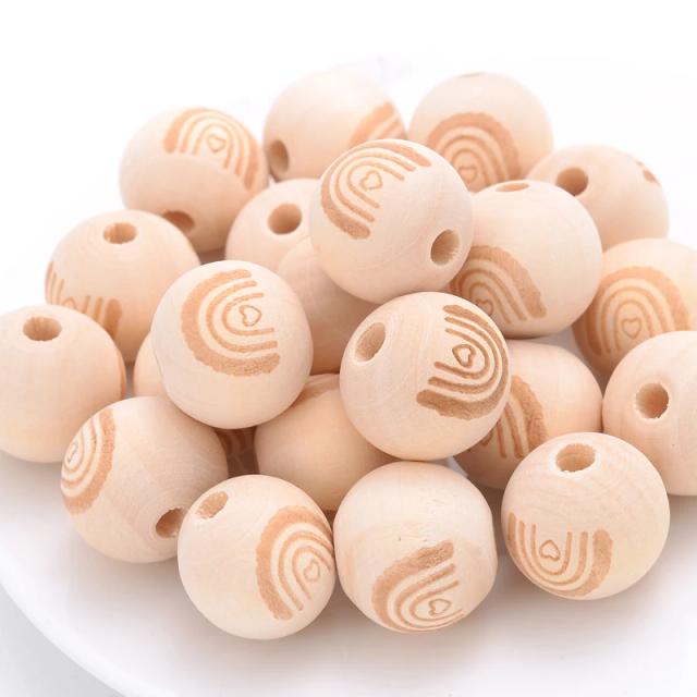 Contas de Madeira Faia Natural 12mm em Pacotes de 10-30 Peças para Artesanato e Joias DIY