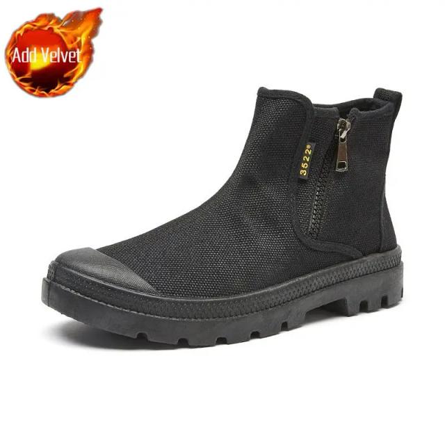 Botas Masculinas de Inverno com Camuflagem e Zíper - Antiderrapantes