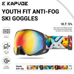 Kapvoe novo inverno ao ar livre crianças snowmobile snowboard óculos de esqui meninos anti-nevoeiro óculos de esqui esportes máscara protetora de neve - Image 1
