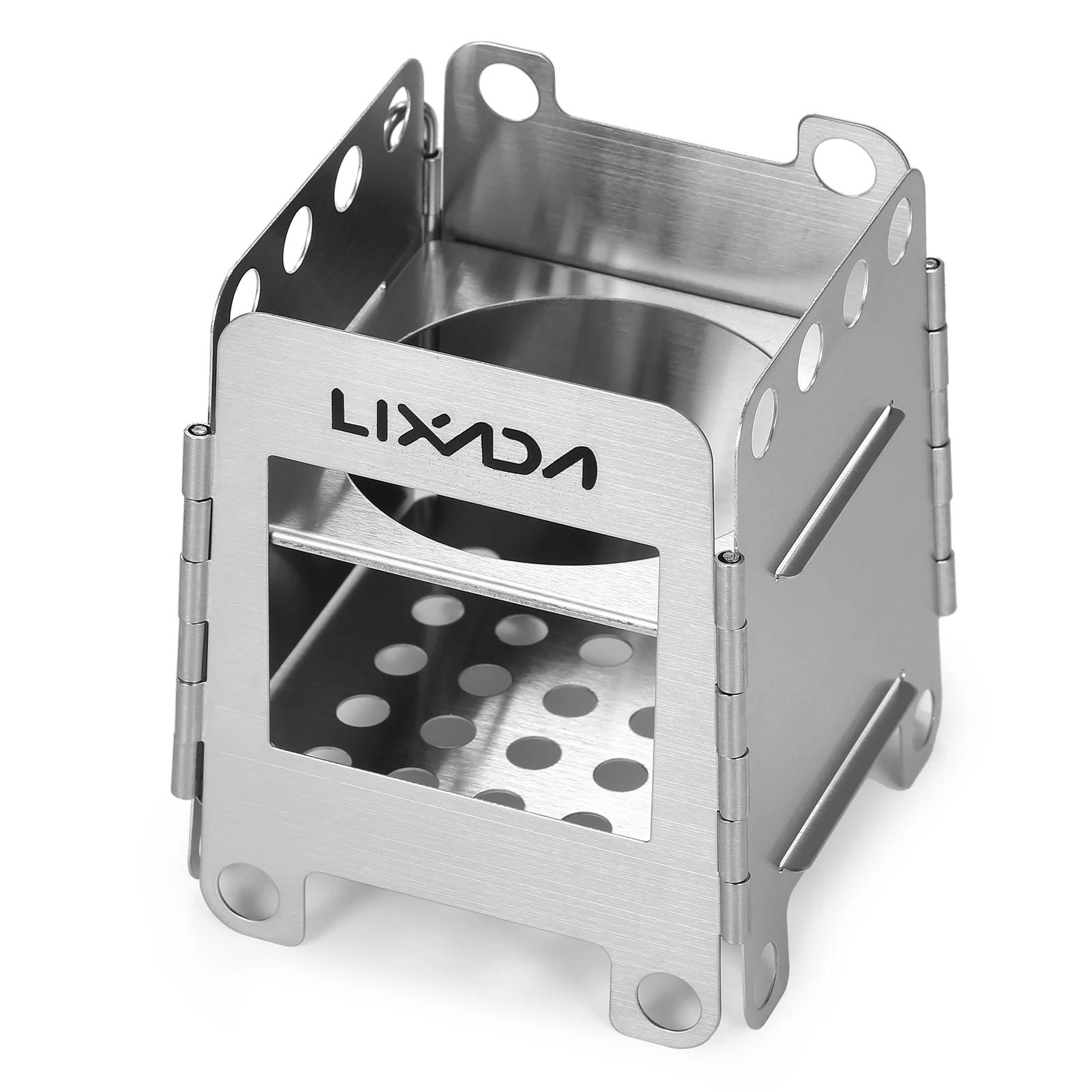 Lixada-Lightweight Folding Titanium Camping Fogão, Fogão a lenha portátil, Fogão de bolso ao ar livre para cozinhar mochila - Image 1