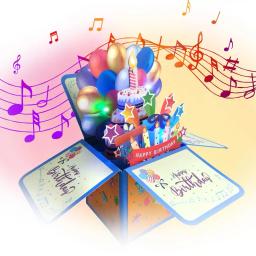 Cartão do feliz aniversário com vela luz e música, a pilhas, surpresa 3D, cartão pop-up, presentes originais para ele e ela - Image 1