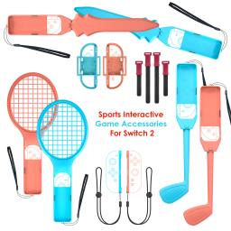 Acessórios de jogo interativo esportivo para switch 2, boxe, tênis, golfe, equipamento de esgrima para console de jogos ns 2, presente para jogadores - Image 1