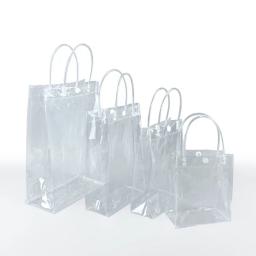 Saco transparente do PVC com alças, caixa de presente clara, sacos reutilizáveis do favor do partido, sacos plásticos do chuveiro do bebê, caixa de presente do aniversário, 15pcs - Image 2