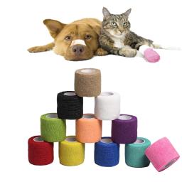 10 rolos profissional cão de estimação gato auto adesivo elástico ferida curativo 4.5m comprimento gaze não tecido casa clínica suprimentos - Image 1