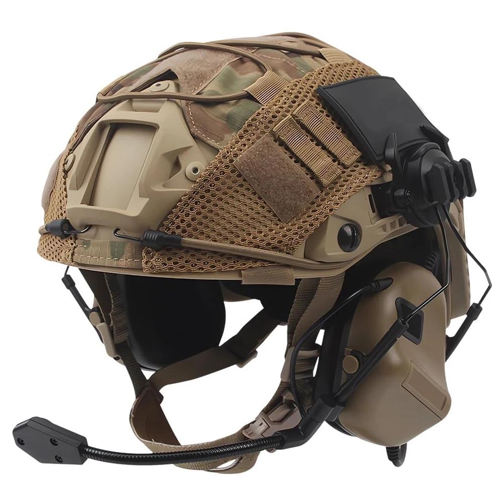 Auscultadores e óculos de alta definição táticos, Airsoft conjunto capacete, modelo de telescópio Dual-Pass, equipamento Cosplay faixa de tiro - Image 1