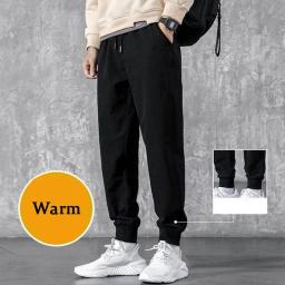 Calças engroçadas forrado de velo masculino, à prova de vento, confortável, respirável, durável, bolsos com zíper, moletom feito, manter quente, inverno - Image 6