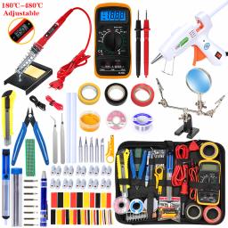 220v/80w ajustável ferro de solda kit ajustável ajudando a mão com lupa dupla jacaré clipes kits de ferramentas de solda - Image 1