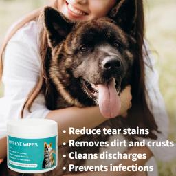 Pet Eye Wipes para gatos e cães, Toalhetes Húmidos Tearmark, Universal Sem Irritação, Produtos de limpeza, 100 Produtos - Image 2