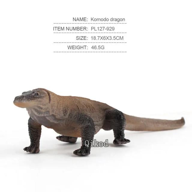 Modelos Realistas de Animais Florestais: Lagarto Komodo em Plástico para Brinquedos e Presentes Infantis