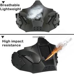 Máscara de tiro airsoft malha de aço respirável caça wargame máscara protetora tático meia máscara facial para capacete rápido - Image 5