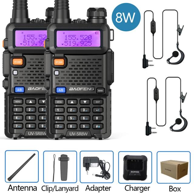 Conjunto de 2 Peças: Walkie Talkie Baofeng UV-5R e Acessórios Compatíveis UV-82, BF-888S, UV-9R e UV-10R