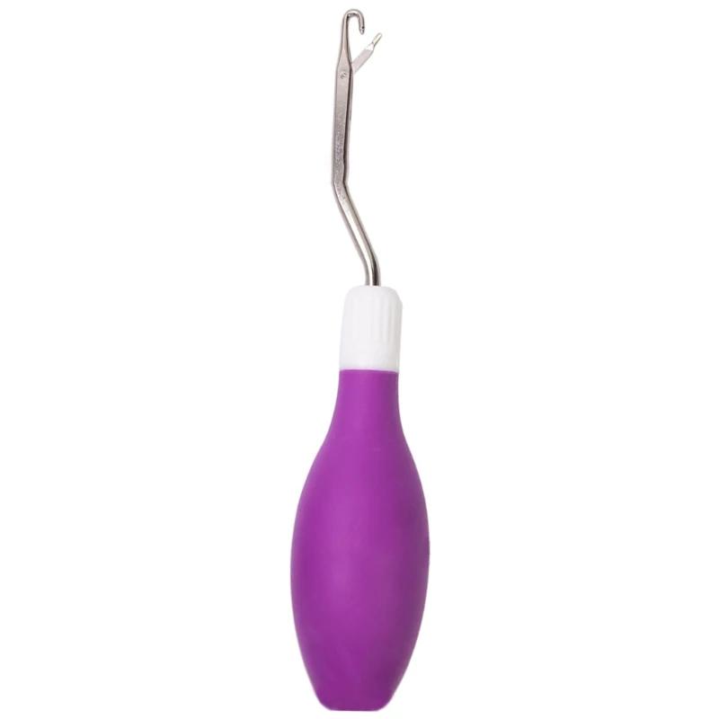 Agulha crochê com gancho travamento dobrado, ferramenta tricô, gancho crochê ergonômico para fazer tapetes - Image 1
