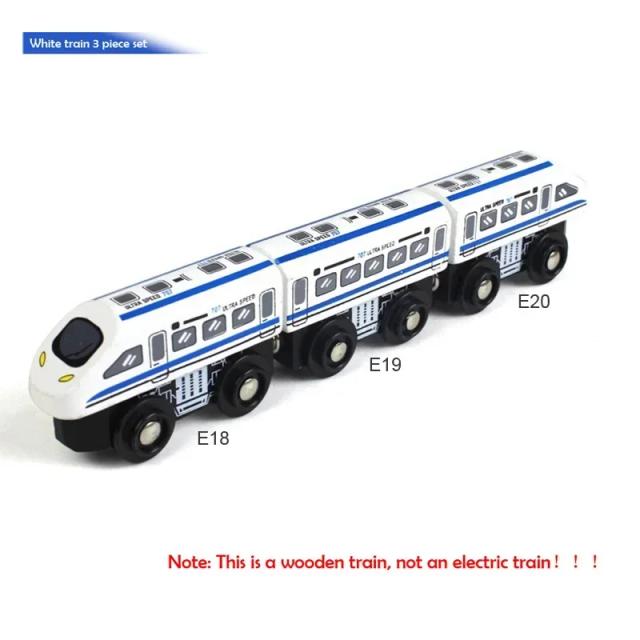 Trem Magnético Elétrico Diecast Slot Brinquedo Ferroviário Pista de Madeira Compatível Locomotiva Elétrica