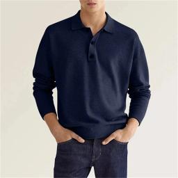 Camisa polo masculina de manga curta com decote em v, blusa casual, luxo independente, item quente, primavera e outono, 2024 - Image 1
