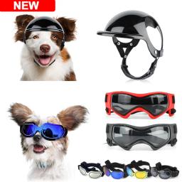 Novo animal de estimação capacetes cão gato bicicleta capacete da motocicleta com óculos de sol segurança cão chapéu para viajar head protection pet suprimentos - Image 1