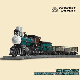 Técnico Train Model Building Blocks Locomotiva a vapor de plástico Idéias de montagem jogáveis Brinquedos ferroviários Presentes para crianças - Image 6