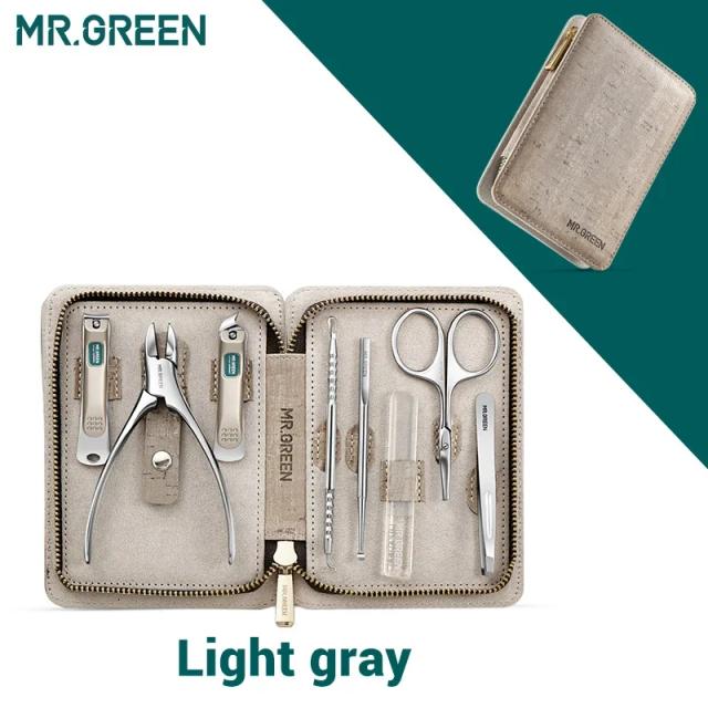 Conjunto Profissional de Manicure e Pedicure MR.GREEN em Aço Inoxidável com Estojo para Viagem e Cortadores de Unha