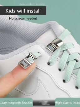 Nova atualização fivela magnética faixa de borracha látex laços elásticos tênis sem amarrar criança e adultos estão disponíveis shelaces - Image 1