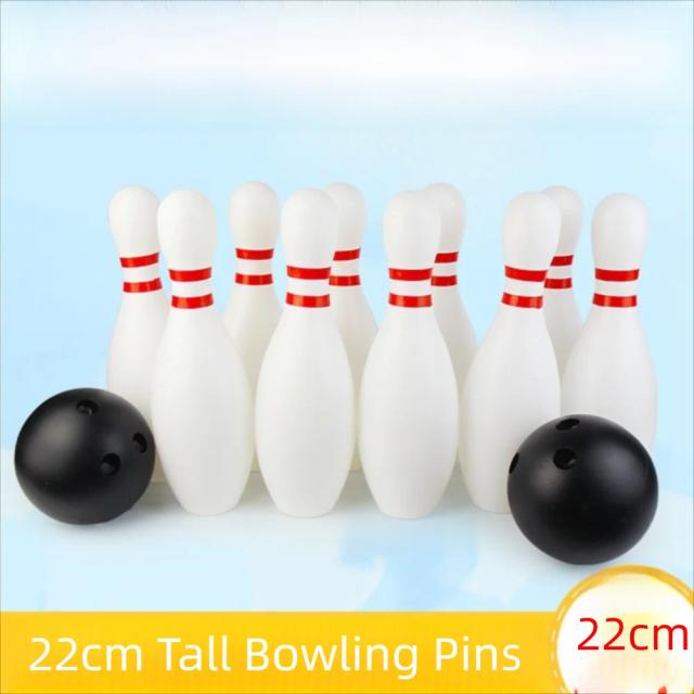Conjunto de Boliche Plástico Branco para Diversão Indoor 10 Garrafas 2 Bolas