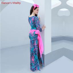 Terno de treinamento de dança do ventre para mulheres impresso prática de dança do ventre robe roupas shaabi baladi folk vestido feminino roupas orientais - Image 3