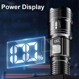 Lanterna LED recarregável USB super brilhante, longo alcance, tocha tática, ao ar livre, impermeável, camping, pesca, lanterna, 1600000 lm - Image 5