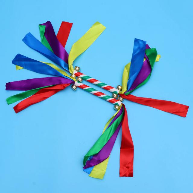 Adereços de Ginástica Cheerleader: 2 Pompons Coloridos com Fitas para Cheerleading