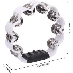Dupla linha pandeiro para adultos, forma de flor, metal Jingles, Hand Held percussão tambor, igreja partido, instrumento musical, 8.25 ", 2 Pack - Image 3