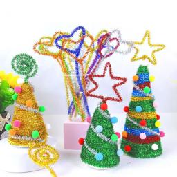 100 pcs/lot longo 30cm glitter chenille hastes limpadores de tubos brinquedos infantis materiais de artesanato diy para crianças criativas brinquedos educativos - Image 2