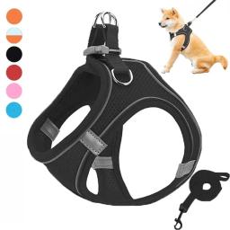 Coleira para cães de estimação, conjunto reflexivo respirável, arnês ajustável, confortável, arnês para filhotes, viagens ao ar livre, suprimentos para animais de estimação - Image 1