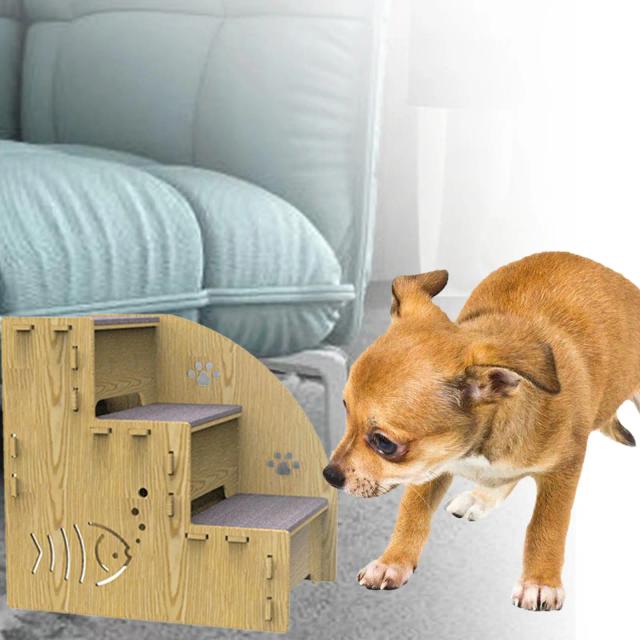 Rampa Antiderrapante de Madeira para Animais de Estimação - Escadas Destacáveis para Cama, Sofá e Carro, Ideal para Cães e Gatos