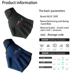 Luvas de natação ajustável Neoprene Webbed, Aquatic Fit, pás, mergulho, mergulho mão Web, luvas de água, metade do dedo, 1 par - Image 6