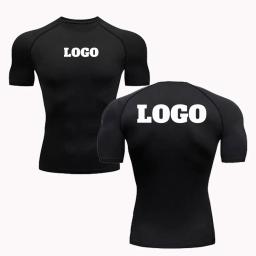 Camisas de compressão personalizadas com seu próprio logotipo para homens, camiseta esportiva, impressa, personalizada, corrida, treino, academia, secagem rápida, 2021 - Image 2