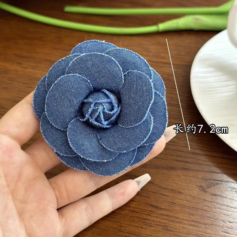 Broches de flor rosa de tecido artesanal para mulheres moda camélia lapela alfinetes corsage joias vintage crachá acessórios presentes - Image 1
