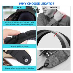 LEKATO-Correias ajustáveis para baixo, correias acolchoadas para guitarra elétrica e baixo, 4 "Wide - Image 6