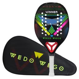 Raquete de tênis de praia 3k/12k/kevlar fibra de carbono grit face, núcleo de espuma de memória eva, raquete de bola de esportes ao ar livre com descoberta - Image 3