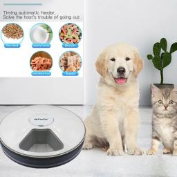 Dispensador elétrico automático do alimento seco para o animal de estimação, alimentador redondo do sincronismo, 6 refeições, 6 grades, 24 horas, fontes do gato e do cão - Image 1