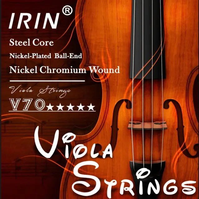 Cordas de Viola de Aço Inoxidável IRIN-V70 com Acabamento em Níquel e Prata - Para Instrumentos 4/4, 3/4, 1/2 e 1/4