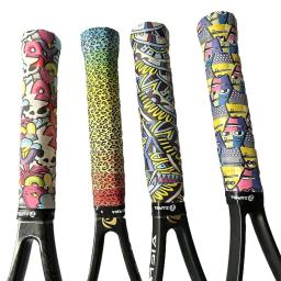 Overgrips de raquete de badminton multicoloridos, nova impressão autoadesiva, faixa de tênis, absorção de choque, suprimentos esportivos - Image 2