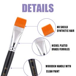 Bowitzki conjunto de pincéis de pintura facial, pincel de qualidade profissional para pintura facial, aquarela, pintura a óleo acrílica, arte em unhas - Image 5