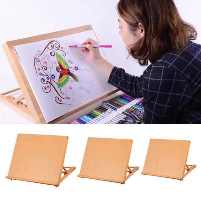 Mesa Cavalete Dobrável de Madeira Ajustável para Artistas - Ideal para Desenho, Sketching e DIY na Sala de Estudo (1 Pc)