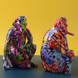 Enfeite de macaco colorido tingido para decoração criativa, decoração moderna para casa, vinho, armário, escritório, artesanato de mesa - Image 6