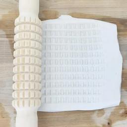 Em relevo Polymer Clay Cerâmica Cerâmica Cerâmica Arte, Rolo Rod Textura Rolling Pin, DIY Baking Tool, Textura De Madeira, Padrão Pressionado - Image 3