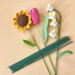 Varas artesanais da flor do fio, DIY Material Floral, Acessórios verdes, 30 cm, 40cm - Image 4