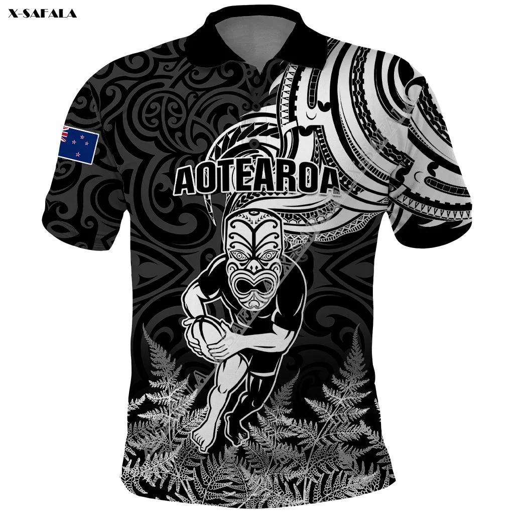 Camisa polo manga curta dos homens, manaia maori, rugby neozelandês aotearoa Camiseta 3D, respirável, verão, luxo, adulto, alta qualidade - Image 1