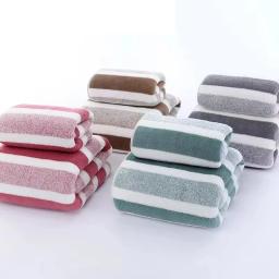 Listrado Padrão Toalha De Banho Set, Toalha De Mão Macia, Secagem Rápida, Toalhas Absorventes Para Banheiro - Image 4