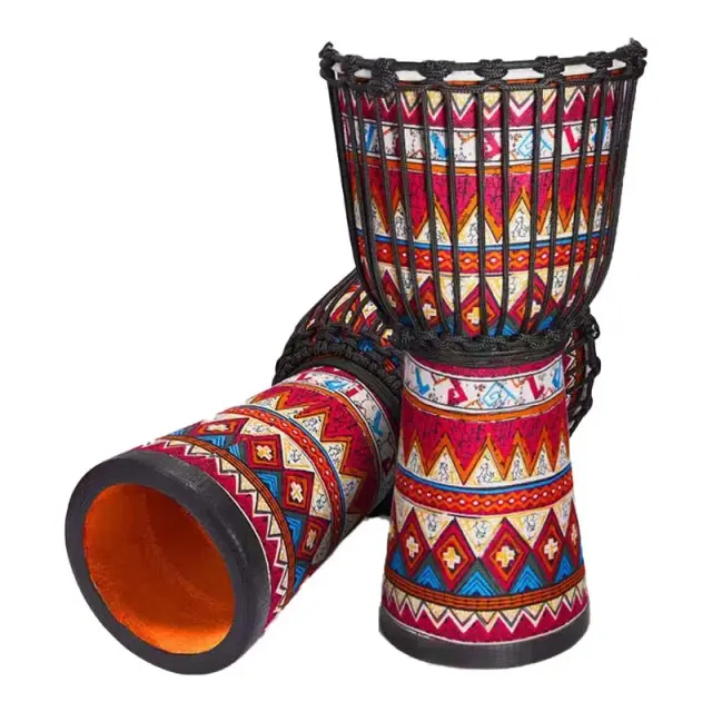 Tambor Djembe Africano Personalizado em Madeira com Logotipo, Pele de Carneiro Alpino, Cor de Rosto e Pintura, 8 Pol.