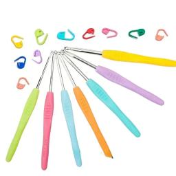 Alumínio Crochet Ganchos com Borracha Macia Grip, Agulhas de Tricô, Alças Almofadadas, Hot, 8PCs por Conjunto, 2.5-6.0mm - Image 4