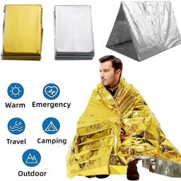 Cobertor Poncho Térmico de Emergência, Dobrável Leve, Resistente à Água, Pára-sol à prova de vento, Esteira de acampamento reutilizável, - Image 1