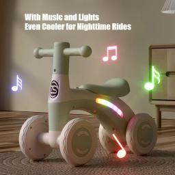 Bicicleta de equilíbrio anti-ponta para bebês de 1 a 3 anos, 4 rodas, planador silencioso, brinquedo para crianças pequenas, passeio de treinamento com rodas de segurança, ambientes internos e externos - Image 4